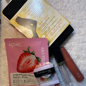 Strawberry Facial Mask & Creme Shop Lashes Set with Spanx and lip gloss
